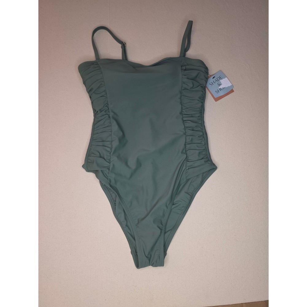 Shade & Shore Bandeau One Piece Swimsuit Green Medium NWT